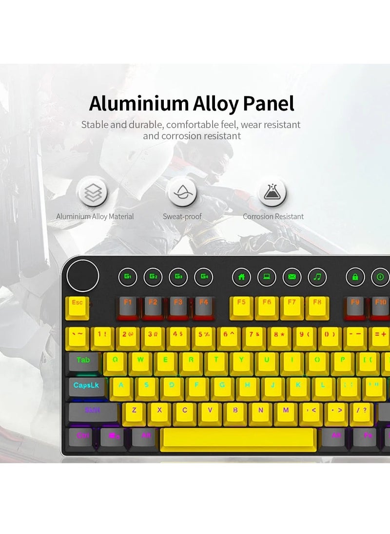 Magic-Refiner - MK13 Gaming Mechanical Keyboard - Red Switch - Multimadia keys - Volume Wheel - Aluminium alloy panel - Image 1