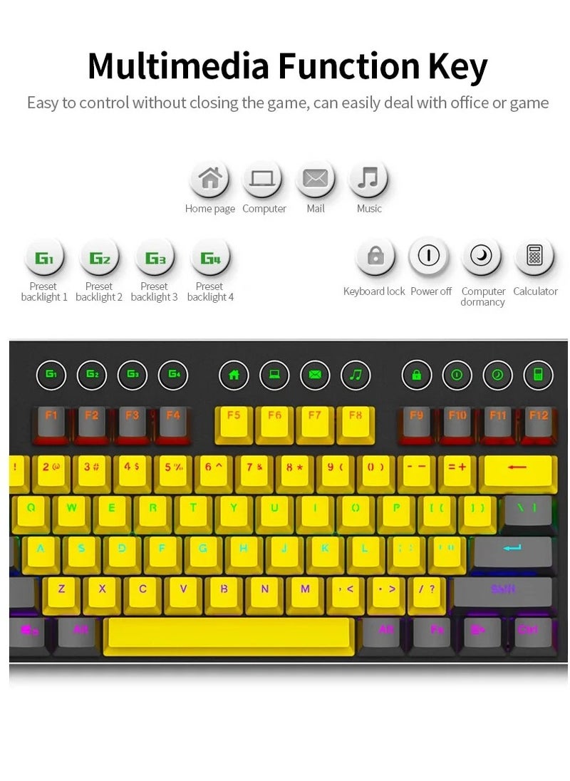 Magic-Refiner - MK13 Gaming Mechanical Keyboard - Red Switch - Multimadia keys - Volume Wheel - Aluminium alloy panel - Image 1