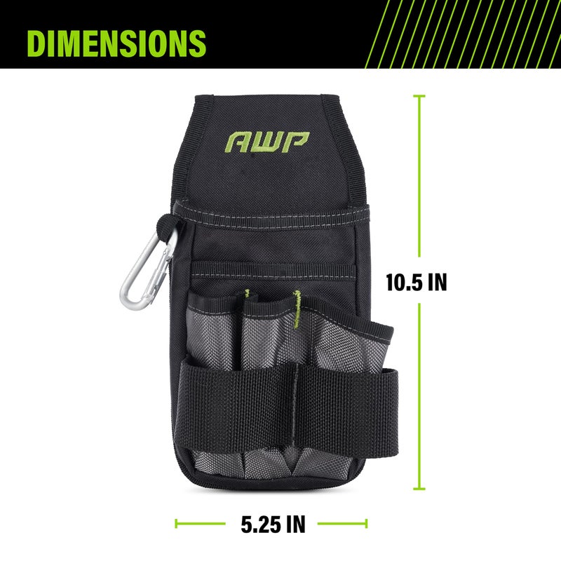 AWP Premium Tool Pouch Multi-Pocket Organizer for Electricians, Professional Tool Box for Efficient Organization, Black, 7 Pocket | L-804-1 - Image 3