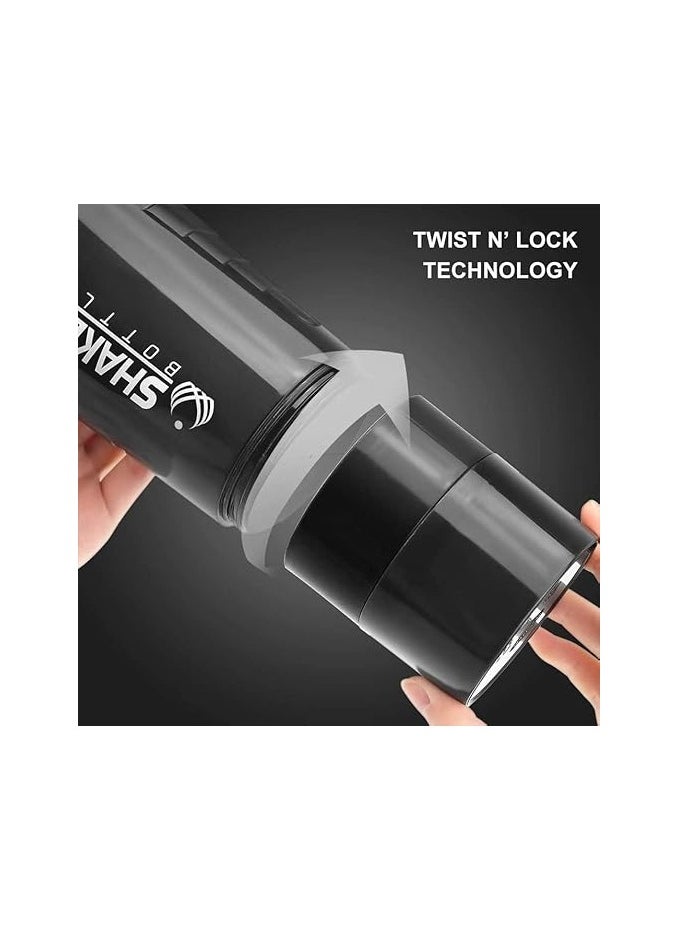 QSHOP Qshop Premium Protein Shaker Bottle for Gym with Storage Organizer for Medicine and Protein Powder, Sports 3-Layer Leak Proof Lid and Twist Lock Container BPA Free  - Image 5