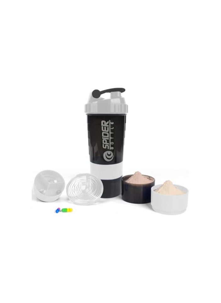 QSHOP Qshop Premium Protein Shaker Bottle for Gym with Storage Organizer for Medicine and Protein Powder, Sports 3-Layer Leak Proof Lid and Twist Lock Container BPA Free  - Image 1
