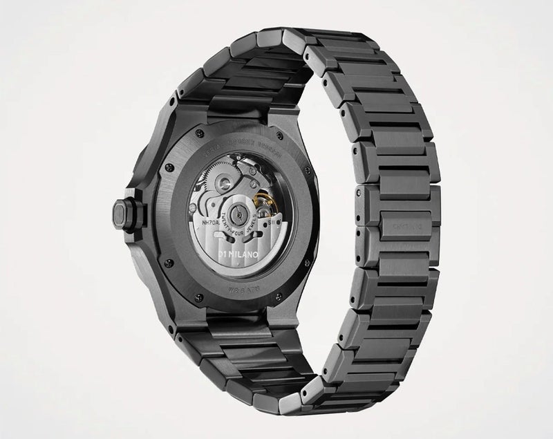 D1 Milano New Skeleton Men's Luxury Watch, Stainless Steel Case, Automatic Movement, Stainless Steel Strap, 50M Water Resistant Timepiece, Skeleton Dial, 2 Years Warranty - SKBJ11 - Image 4