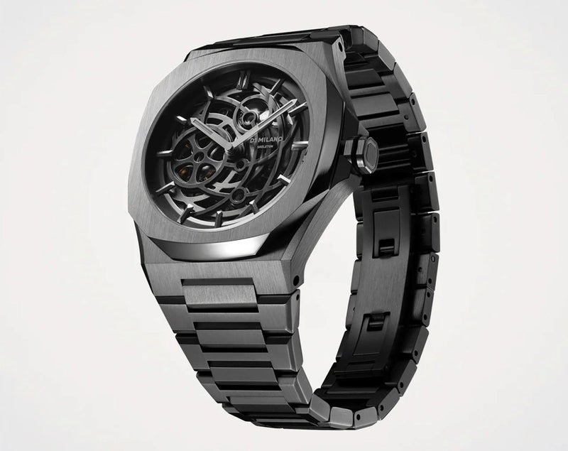 D1 Milano New Skeleton Men's Luxury Watch, Stainless Steel Case, Automatic Movement, Stainless Steel Strap, 50M Water Resistant Timepiece, Skeleton Dial, 2 Years Warranty - SKBJ11 - Image 5