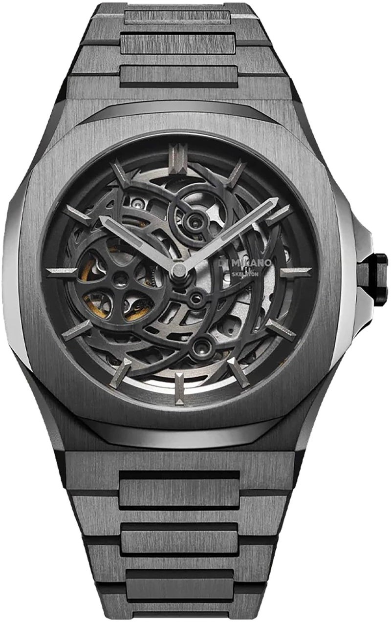 D1 Milano New Skeleton Men's Luxury Watch, Stainless Steel Case, Automatic Movement, Stainless Steel Strap, 50M Water Resistant Timepiece, Skeleton Dial, 2 Years Warranty - SKBJ11 - Image 1