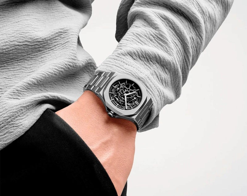 D1 Milano New Skeleton Men's Luxury Watch, Stainless Steel Case, Automatic Movement, Stainless Steel Strap, 50M Water Resistant Timepiece, Skeleton Dial, 2 Years Warranty - SKBJ11 - Image 2