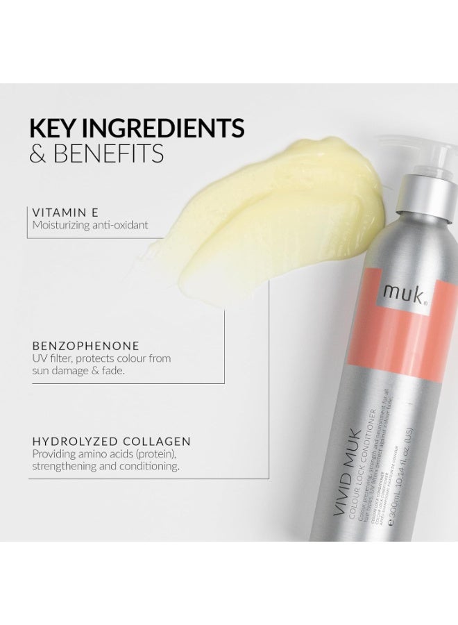 MUK. MUK. Vivid Colour Lock Conditioner - Nourishing Color Protect against colour fade. Detangling Colored Hair Conditioner for Shine, Smoothness & Frizz Control, 300ml - Image 3