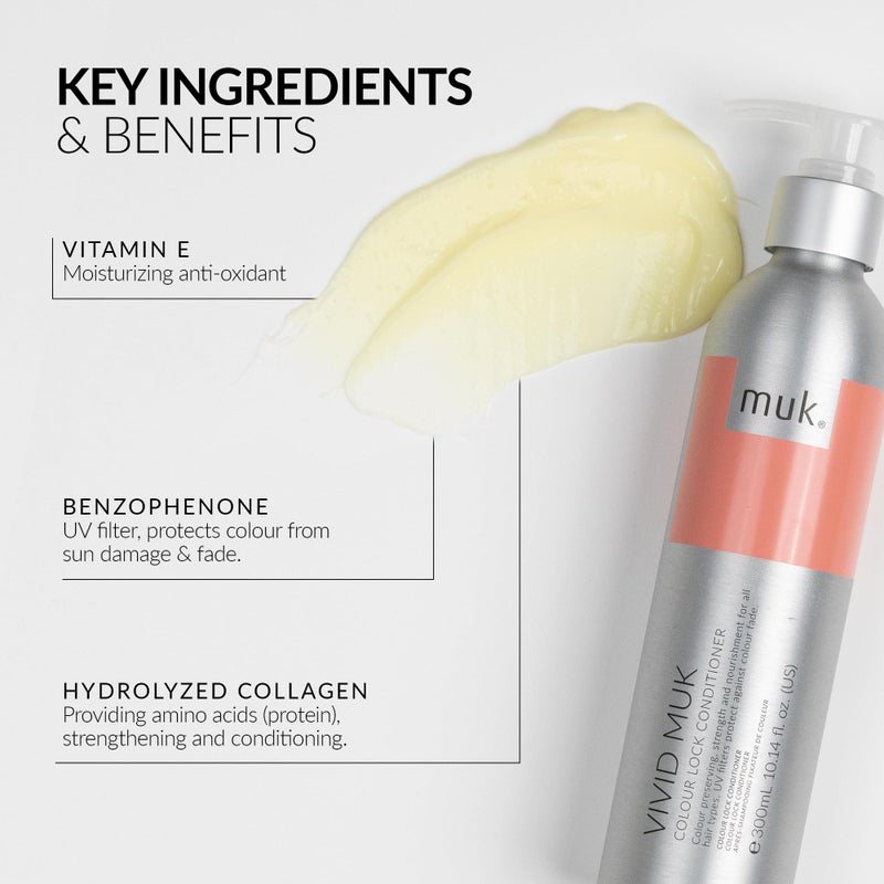 MUK. Vivid Colour Lock Conditioner - Nourishing Color Protect against colour fade. Detangling Colored Hair Conditioner for Shine, Smoothness & Frizz Control, 300ml - Image 3