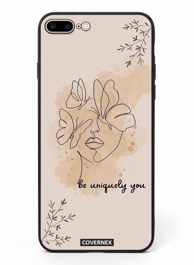 Covernex Apple iPhone 7 Plus Protective Case Cover Printed Featuring Be Uniquely You A Face And Butterflies - Image 2