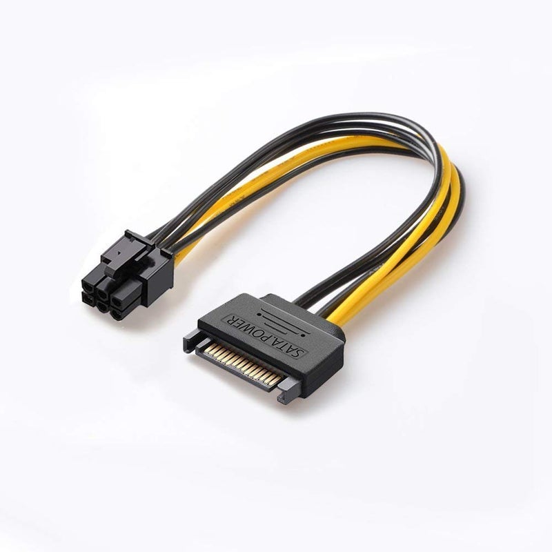 JD كابل طاقة 6 دبابيس إلى SATA، (5 عبوات) محول طاقة بطاقة الفيديو PCI Express (PCIe) 15 دبابيس إلى 6 دبابيس (20 سم/8 بوصة) - Image 5