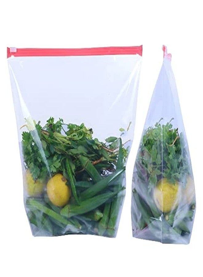 DRUDRAYA Food Grade Plastic Zip Lock Bag | Pack of 20 | Slider Ziplock Pouch | Ziplock Bags for Fridge | Multipurpose Storage Double Zipper Bag, Travel Packing, Reusable and Reclosable (10x10 inch) - Image 1