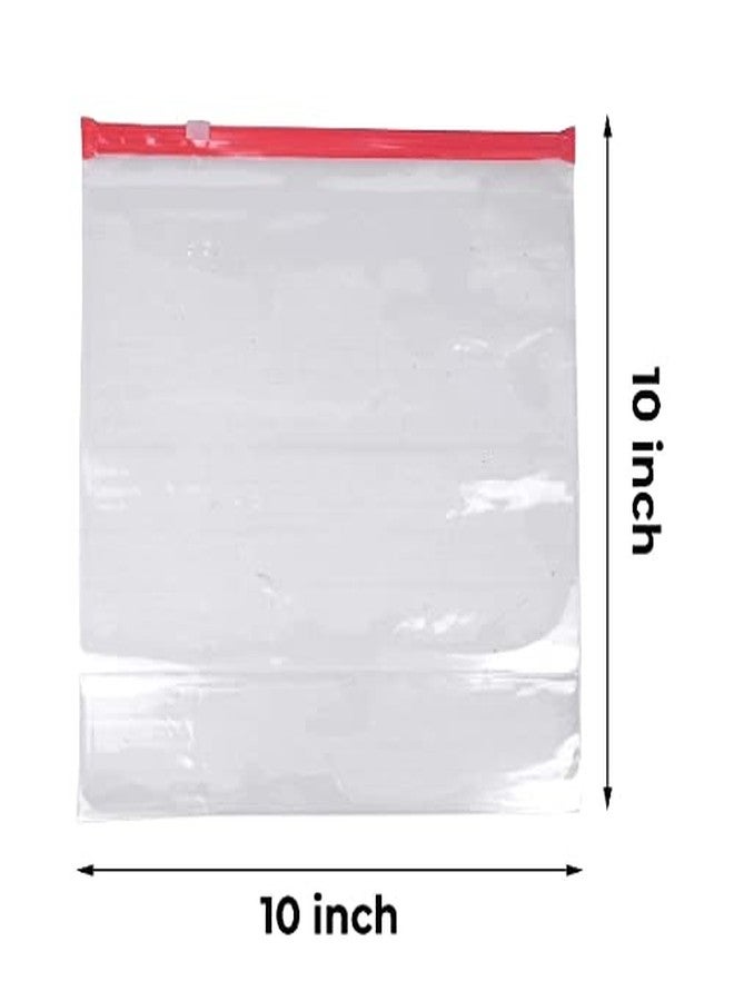 DRUDRAYA Food Grade Plastic Zip Lock Bag | Pack of 20 | Slider Ziplock Pouch | Ziplock Bags for Fridge | Multipurpose Storage Double Zipper Bag, Travel Packing, Reusable and Reclosable (10x10 inch) - Image 3
