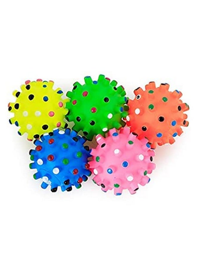 Generic - Natural Rubber Pet Thorny Ball Chew Toy Puppy Teething Chew Toy With Sound Interaction And Play For Dogs, Cat And Puppies Small Size (Color As Per Availability)-Pack Of 2 - Image 1