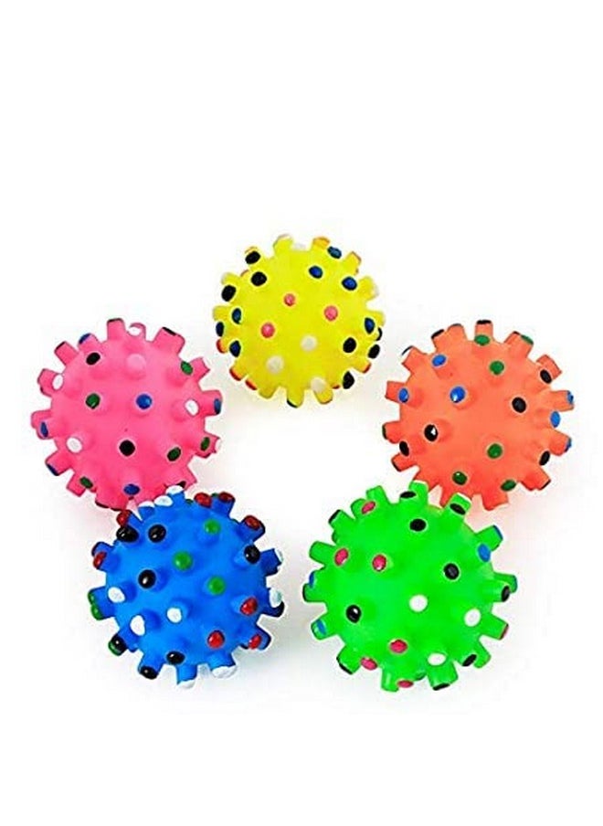 Generic - Natural Rubber Pet Thorny Ball Chew Toy Puppy Teething Chew Toy With Sound Interaction And Play For Dogs, Cat And Puppies Small Size (Color As Per Availability)-Pack Of 2 - Image 1