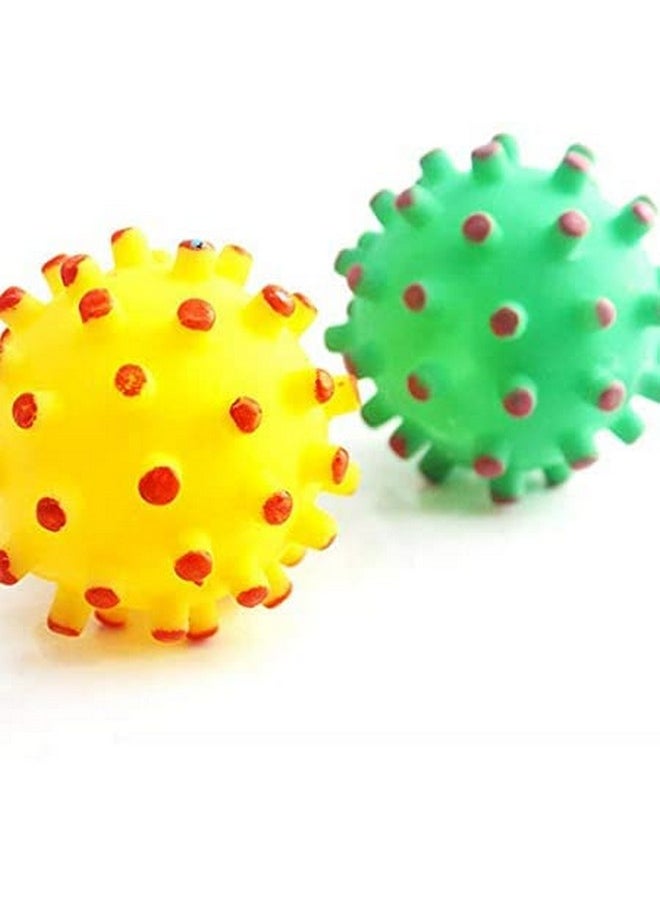 Generic - Natural Rubber Pet Thorny Ball Chew Toy Puppy Teething Chew Toy With Sound Interaction And Play For Dogs, Cat And Puppies Small Size (Color As Per Availability)-Pack Of 2 - Image 1