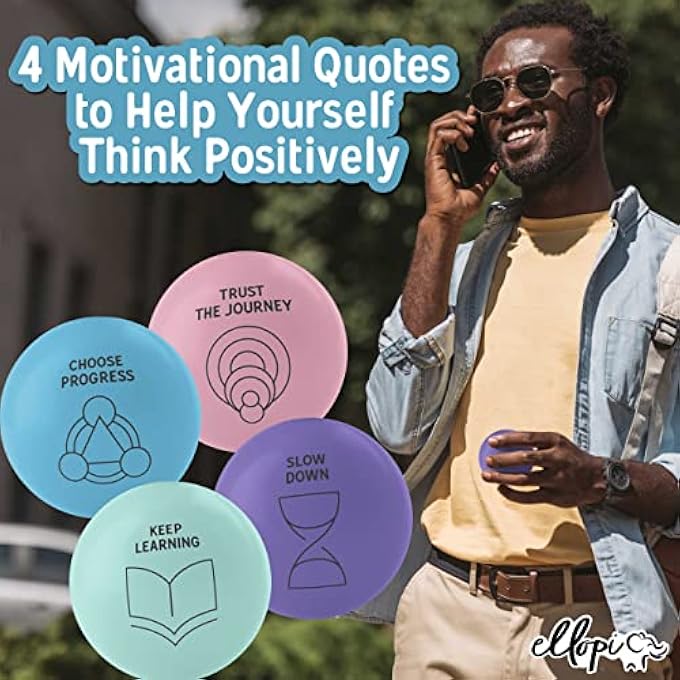 ELLOPI Motivational, Positive Sayings Stress Balls Set of 4 of 2.75in. Mindfulness Hand Tension Relief Toys Strengthen Hands, Exercise Fingers and Prevent Fidgeting. Relievers Help Kids and Adults Keep Calm - Image 2