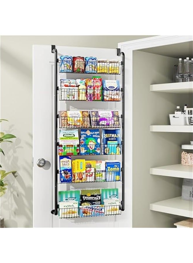 TRASSLE Over The Door Pantry Organizer, 6-Tier Pantry Organization and Storage, Metal Hanging Spice Rack for Pantry Door, Kitchen, Laundry, Bathroom Organization, Back of Door Seasoning Rack - Image 1