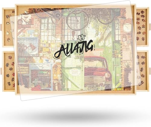 ALL4JIG 1000 Piece Rotating Puzzle Board with 4 Drawers 2094x2874Portable Wooden Jigsaw Puzzle Table for Adults PortableLazy Susan Spinning Puzzle Boards Birthday Gift for mom - Image 1