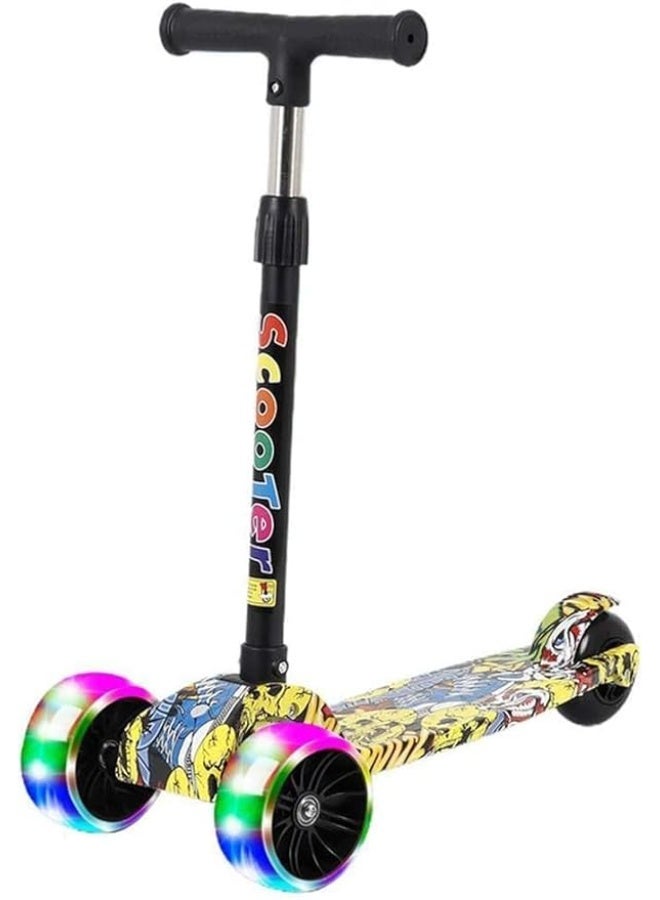 سكوتر للأطفال مع 3 عجلات مضيئة LED - مقود قابل للتعديل، قاعدة غير قابلة للانزلاق - مناسب للعب في الأماكن المغلقة والمفتوحة، هدية مثالية للأولاد والبنات من سن 3 إلى 12 عامًا - Image 1