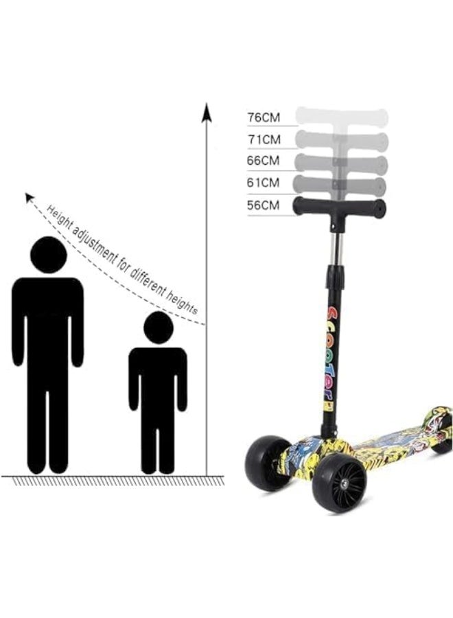 سكوتر للأطفال مع 3 عجلات مضيئة LED - مقود قابل للتعديل، قاعدة غير قابلة للانزلاق - مناسب للعب في الأماكن المغلقة والمفتوحة، هدية مثالية للأولاد والبنات من سن 3 إلى 12 عامًا - Image 5
