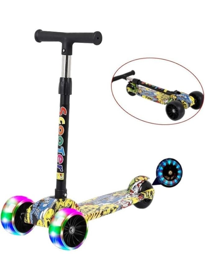 سكوتر للأطفال مع 3 عجلات مضيئة LED - مقود قابل للتعديل، قاعدة غير قابلة للانزلاق - مناسب للعب في الأماكن المغلقة والمفتوحة، هدية مثالية للأولاد والبنات من سن 3 إلى 12 عامًا - Image 4