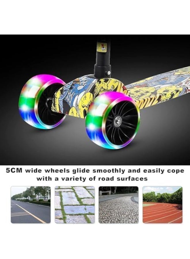 سكوتر للأطفال مع 3 عجلات مضيئة LED - مقود قابل للتعديل، قاعدة غير قابلة للانزلاق - مناسب للعب في الأماكن المغلقة والمفتوحة، هدية مثالية للأولاد والبنات من سن 3 إلى 12 عامًا - Image 3