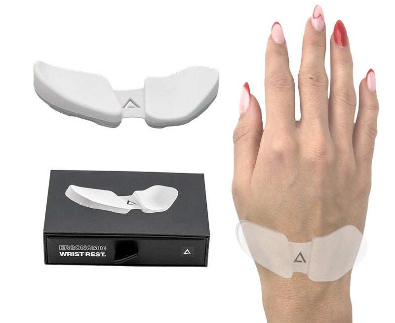 DELTAHUB Carpio 2.0 - Left-Handed Truly Ergonomic Wrist Rest for Mouse, Carpal Tunnel Support, Pain Relief, Anti-Fatigue, Easy Glide, Sleek, Office Computer, Laptop, Gaming - Large, White
