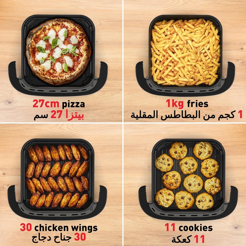 T-fal Tefal Easy Fry, XL Surface, Large Air Fryer, Spacious Basket, Up To 1 Kg of Fries, Compact Design, Extra-Crisp Technology, Viewing Window, Black, FW4018G0 - Image 3