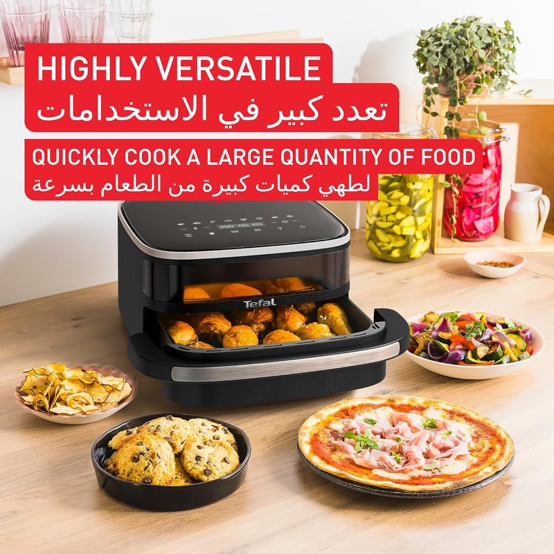 T-fal Tefal Easy Fry, XL Surface, Large Air Fryer, Spacious Basket, Up To 1 Kg of Fries, Compact Design, Extra-Crisp Technology, Viewing Window, Black, FW4018G0 - Image 5