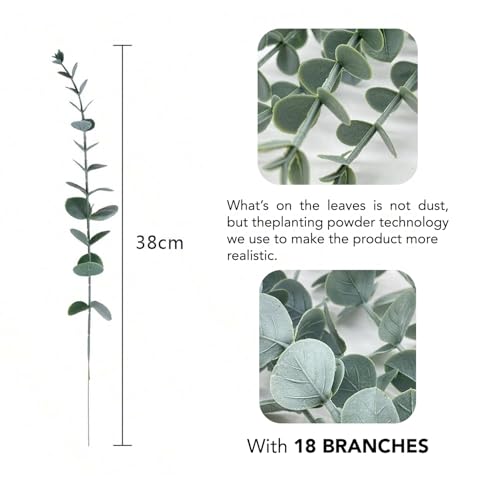 Ekhasa Nostrae Eucalyptus Leaves Artificial Bunch for Vase & Home Decor | Artificial Leaves Sticks for Decoration | Green Leaf Decoration Eucalyptus Plant | Artificial Plants Without Pot (18 Stems) - Image 4