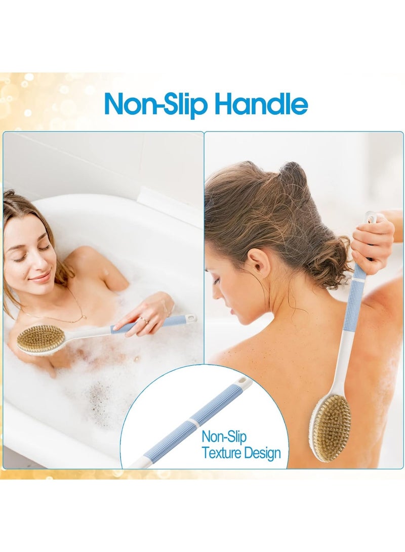 Back Scrubber Anti Slip for Shower,Back Brush Long Handle with Stiff and Soft Bristle,Body Exfoliator for Bath or Dry Brush. - Image 2