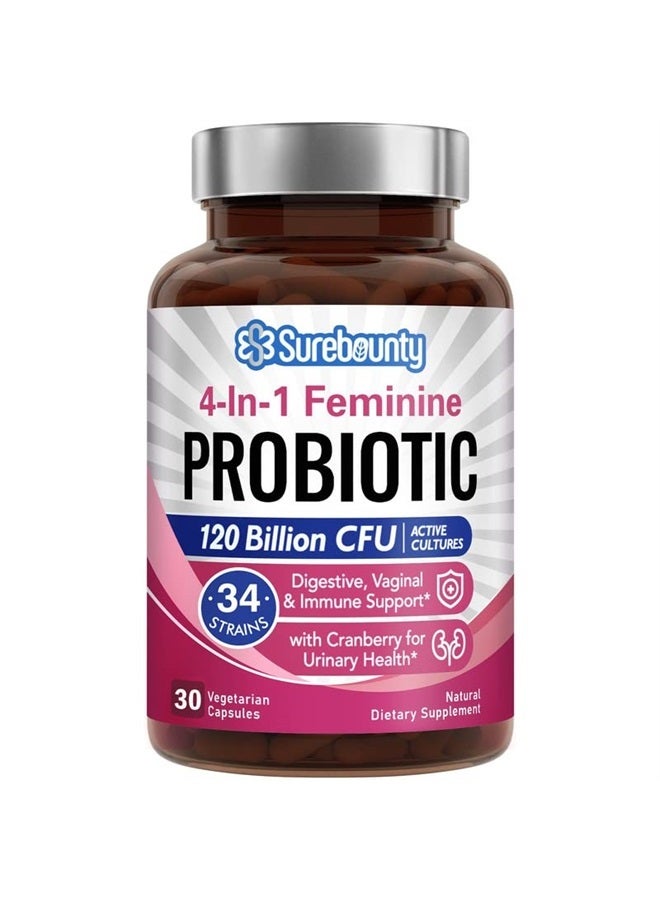 Surebounty Probiotics for Women, 120 Billion CFU  Cranberry 30 Caps - Image 1
