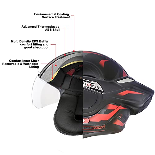 BEON Full Face Motorcycle Helmet DOT Approved, 180° Reversible Chin Guard Modular Pilot Helmet with Anti-Fog Dual Visors for Adult Men Women (S-XXL) - Image 3
