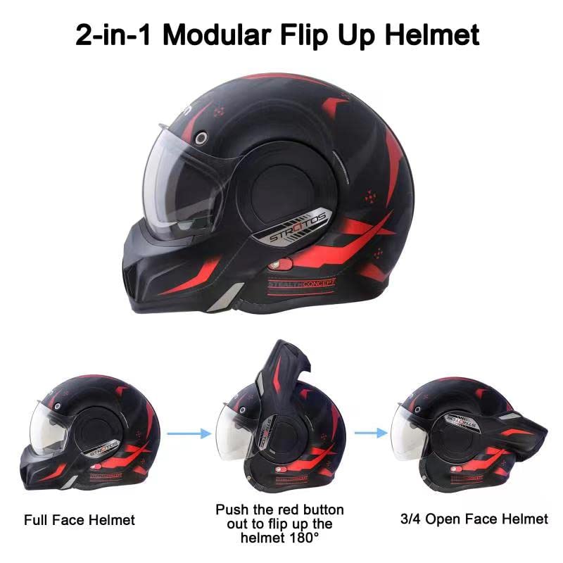 BEON Full Face Motorcycle Helmet DOT Approved, 180° Reversible Chin Guard Modular Pilot Helmet with Anti-Fog Dual Visors for Adult Men Women (S-XXL) - Image 4