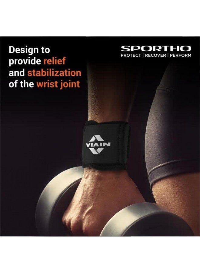 Nivia Orthopedic Wrist support for gym, Wrist Supporter for Men and Women, for Weightlifting, Long Lasting Velcro, Gym Accessories, Wrist Wrap for fitness training, Made of Neoprene/Lycra (Black) One Pc