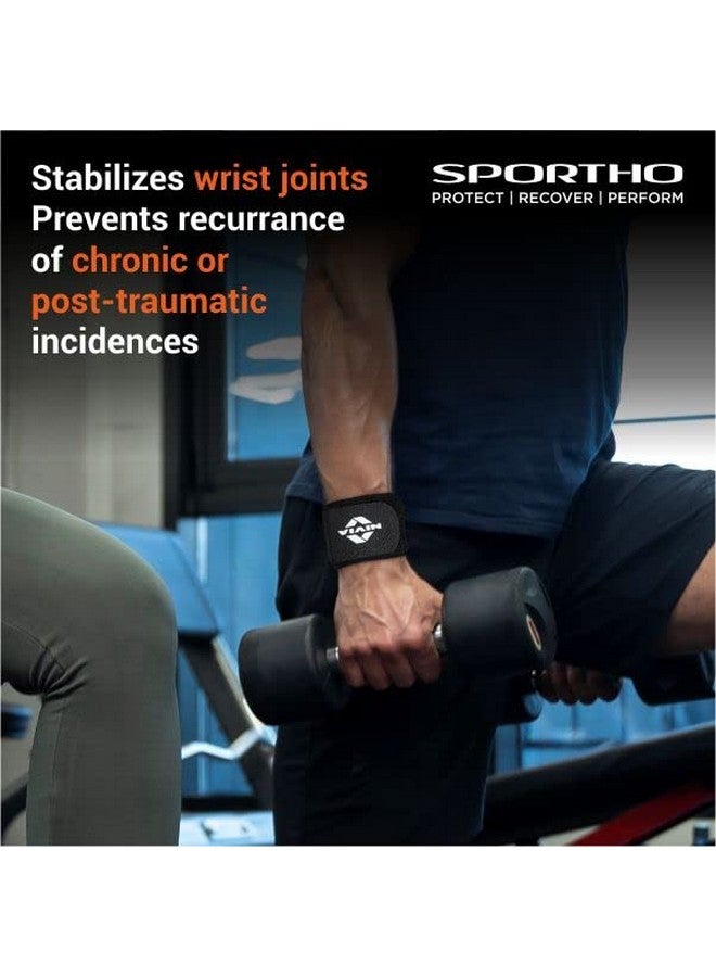 Nivia Orthopedic Wrist support for gym, Wrist Supporter for Men and Women, for Weightlifting, Long Lasting Velcro, Gym Accessories, Wrist Wrap for fitness training, Made of Neoprene/Lycra (Black) One Pc