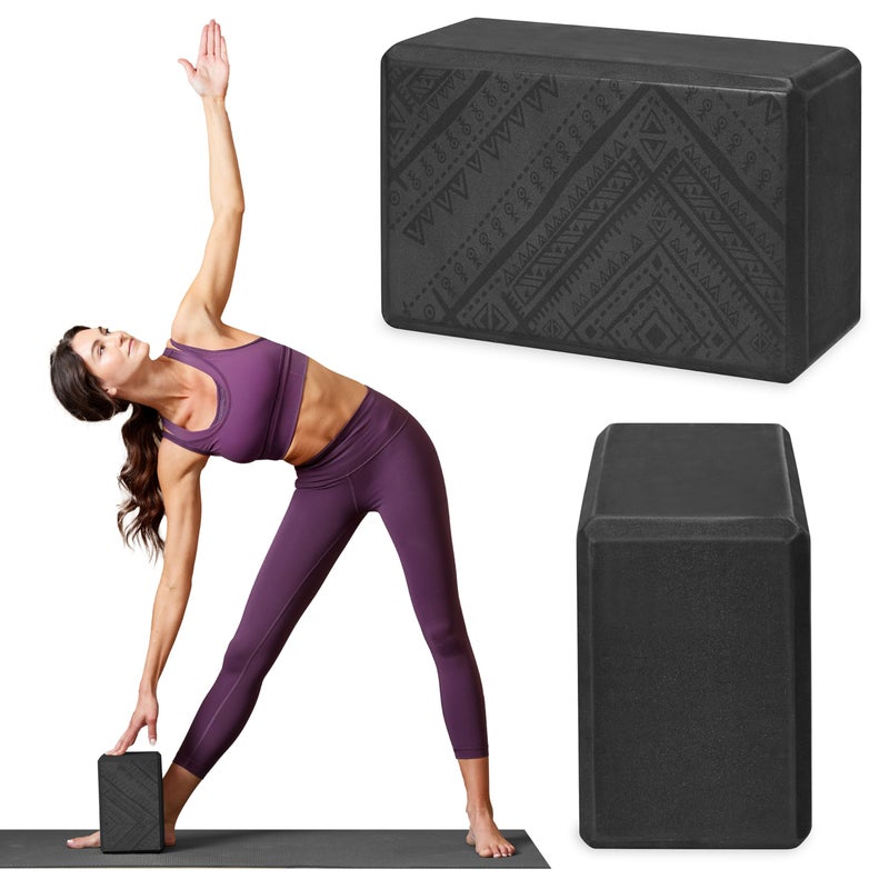 Gaiam Yoga Block - Supportive Latex-Free EVA Foam Soft Non-Slip Surface for Yoga, Pilates, Meditation (Navajo Black) - Image 1