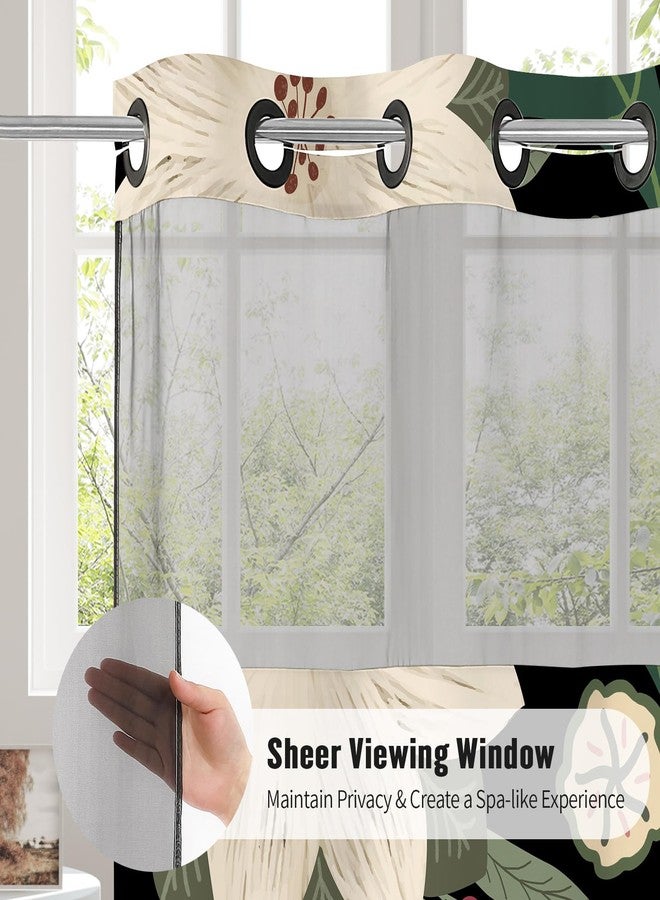 MitoVilla No Hooks Needed Boho Floral Shower Curtain Set with Snap-in Liner, Modern Abstract Heavy Duty Fabric Cloth Shower Curtain for Neutral Luxury Hotel Spa Bathroom Decor, 72 x 74 - Image 3