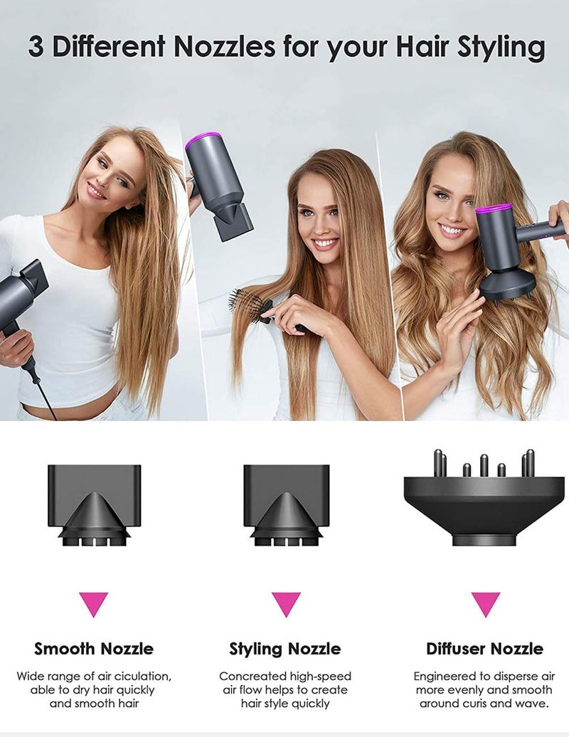 High Power Hair Dryer Ionic, Dual & Constant Temperature, Overheat Protection, Professional Lightweight Ionic Hair Dryer for Suitable for Home, Salon, Hotel, Travel,2000W (Grey) - Image 4