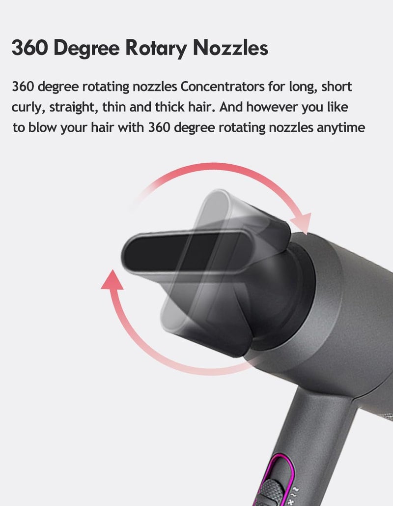 High Power Hair Dryer Ionic, Dual & Constant Temperature, Overheat Protection, Professional Lightweight Ionic Hair Dryer for Suitable for Home, Salon, Hotel, Travel,2000W (Grey) - Image 5