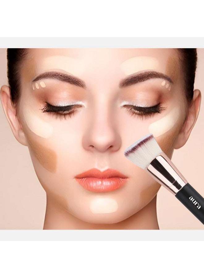 أورا فرش مكياج الوجه، قطعتان من فرش المكياج ذات الطرفين لتطبيق السوائل والكريم والبودرة. تتضمن فرش مسطحة وكونتورية وزاوية ودمج. فرش الأساس ودمج. كابوكي - Image 4