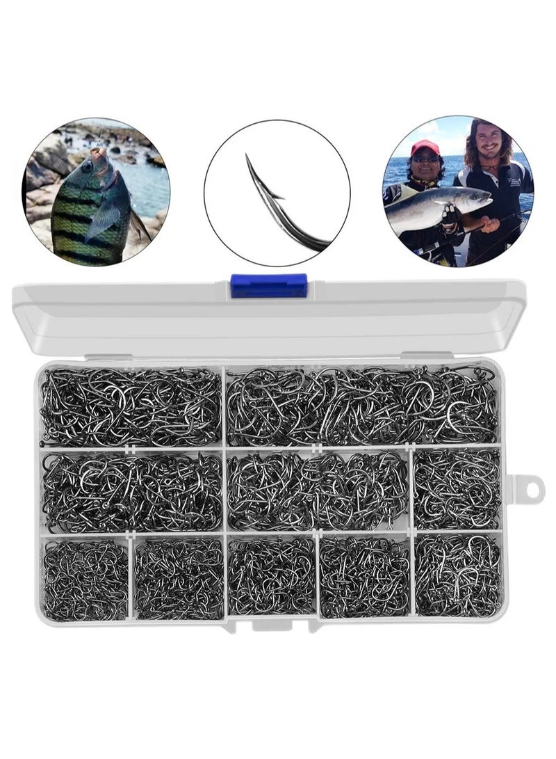 Gonice 1000 Pieces Sharp Fishing Hooks Kit 3-12# with Box - Image 1