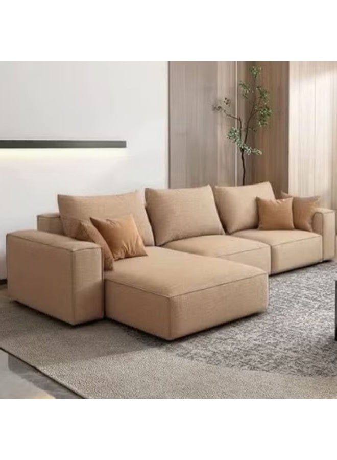 Al Zakharef Furniture Rabeena L-Shape Linen Fabric Corner Sofa Set – Luxury Sectional Couch for Living Room with Strong Wood Frame & Free Pillows – Modern L-Shape Sofa Color Beige-Right Side - Image 1