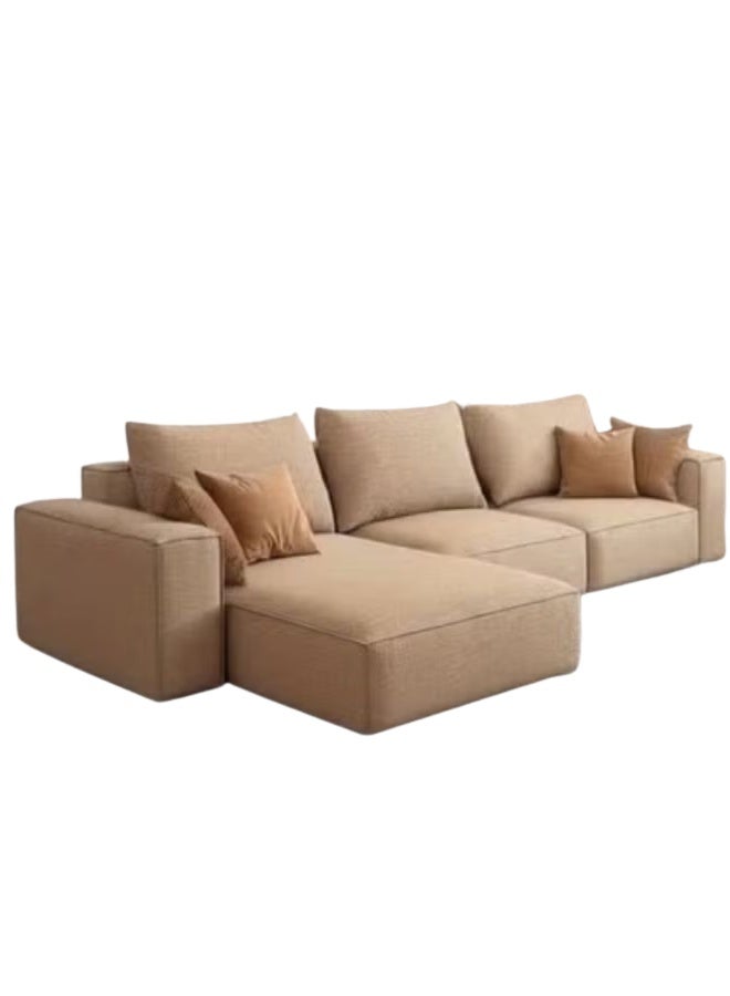 Al Zakharef Furniture Rabeena L-Shape Linen Fabric Corner Sofa Set – Luxury Sectional Couch for Living Room with Strong Wood Frame & Free Pillows – Modern L-Shape Sofa Color Beige-Right Side - Image 3