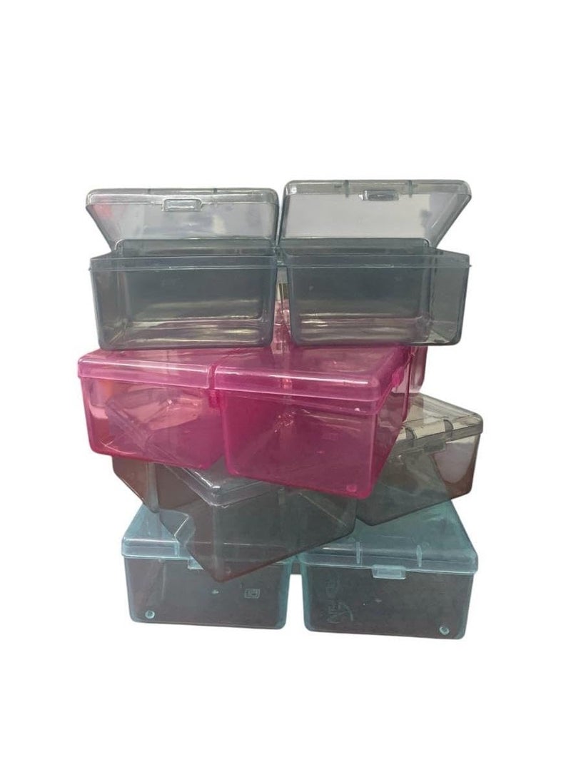 Csm CSM Plastic Compartment Storage Box with Individual Lids Four Compartments Rectangular Multicolor Pack of Two  - Image 1