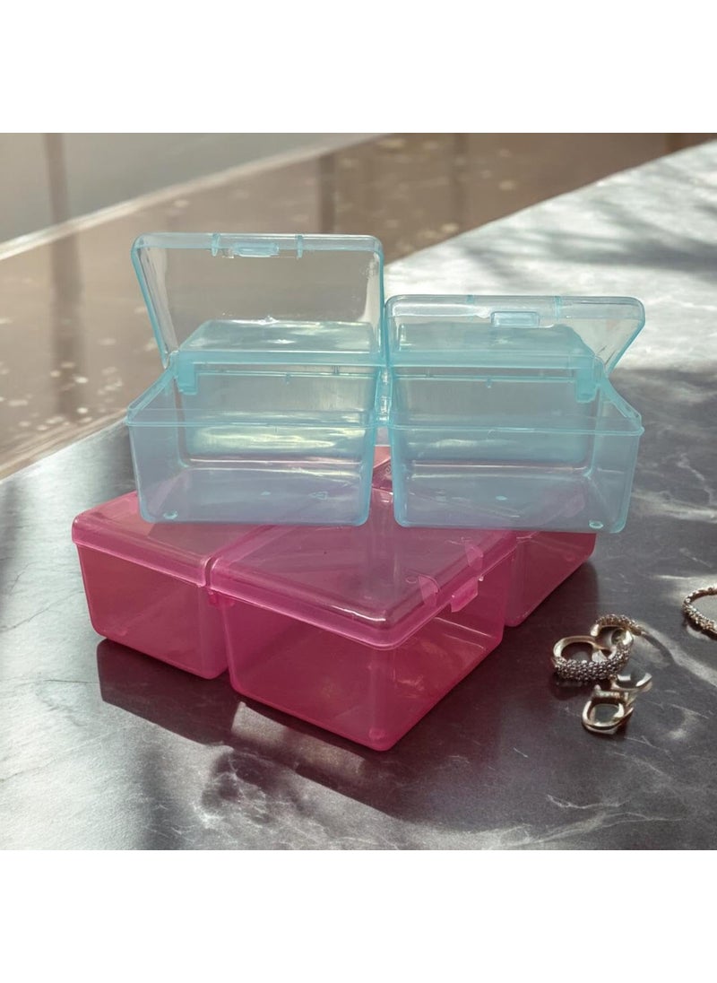 Csm CSM Plastic Compartment Storage Box with Individual Lids Four Compartments Rectangular Multicolor Pack of Two  - Image 3