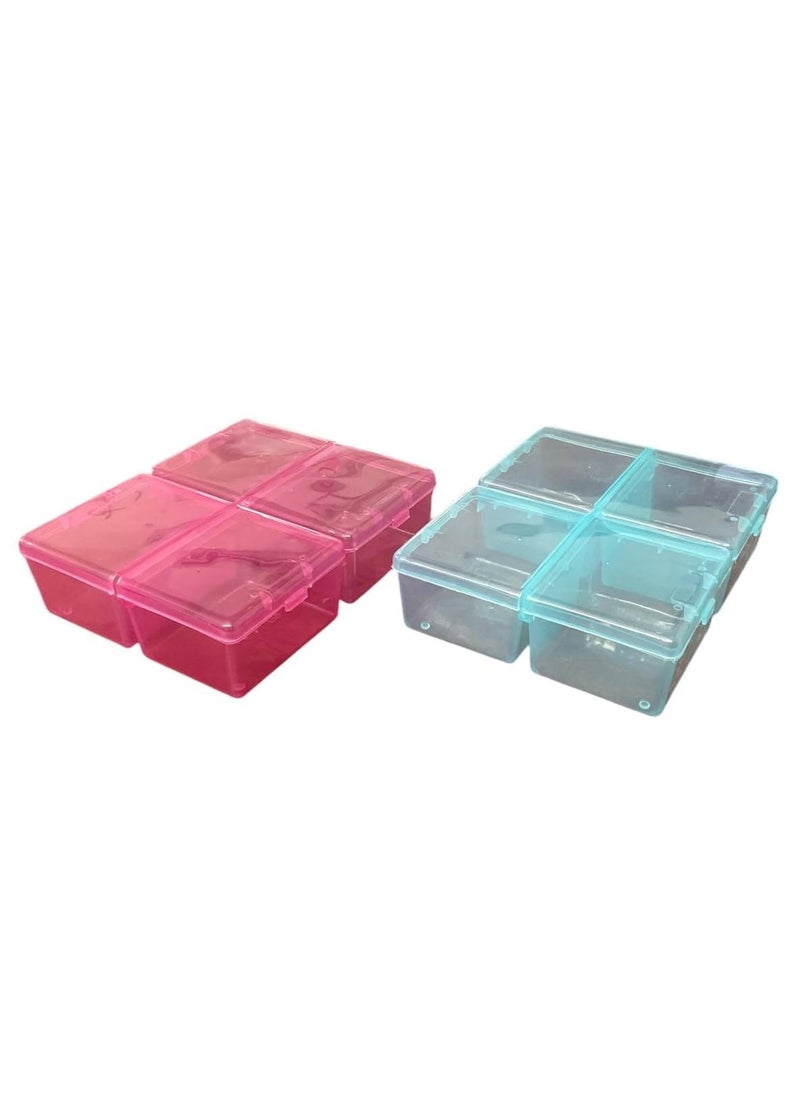 Csm CSM Plastic Compartment Storage Box with Individual Lids Four Compartments Rectangular Multicolor Pack of Two  - Image 2