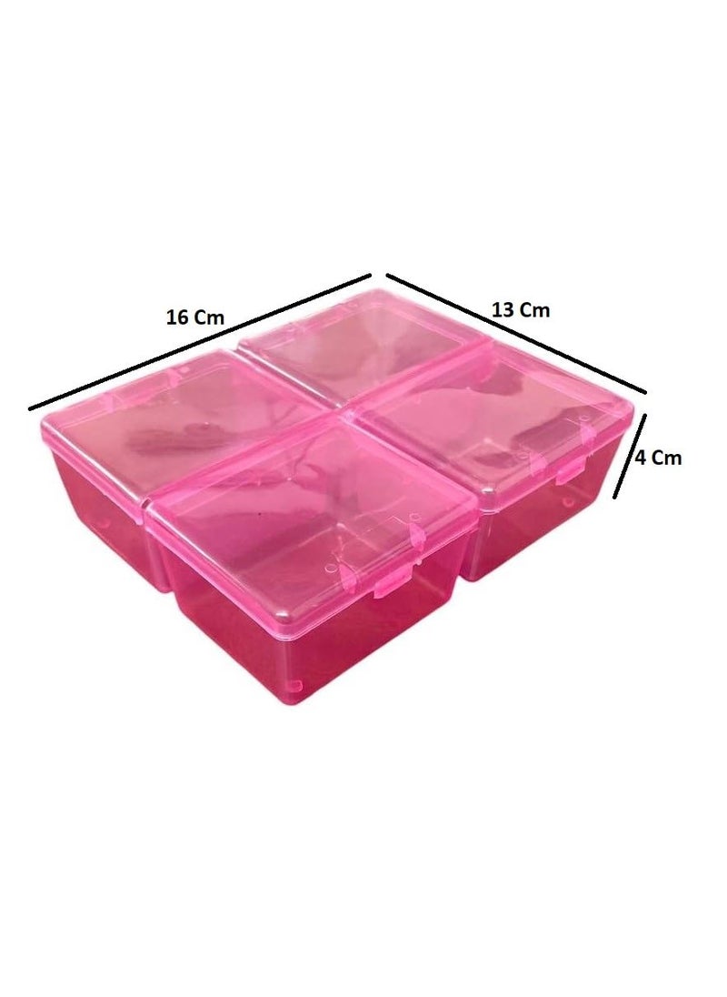 Csm CSM Plastic Compartment Storage Box with Individual Lids Four Compartments Rectangular Multicolor Pack of Two  - Image 4