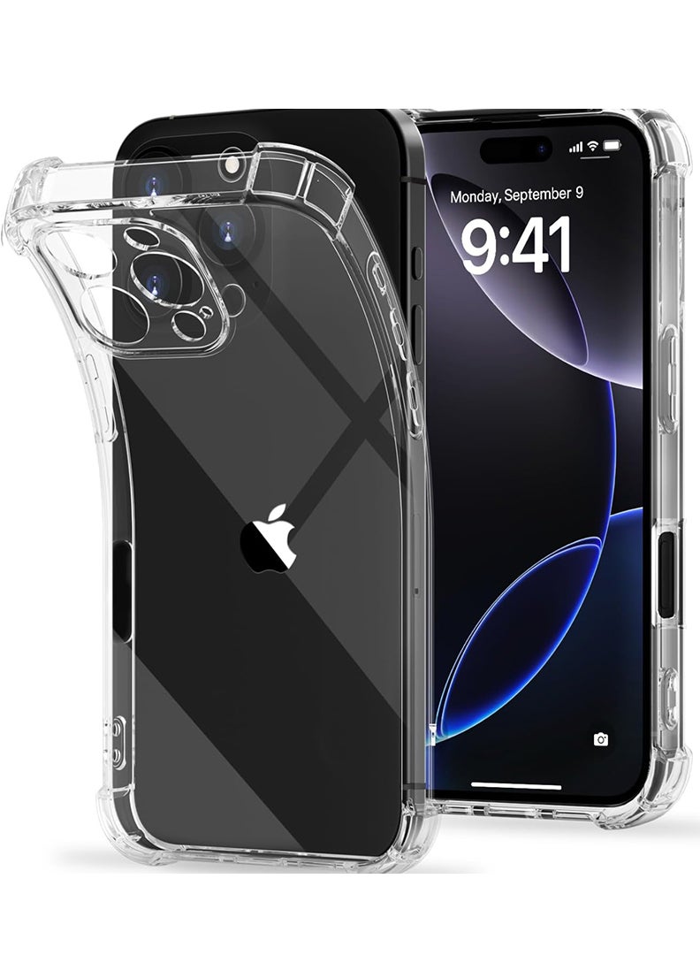 رفع القضية جراب شفاف لهاتف Apple iPhone 16 Pro، غطاء هاتف محمول من مادة TPU ممتص للصدمات مع زوايا معززة، جراب واقٍ مرن ناعم وشفاف للغاية - Image 1