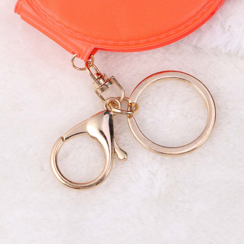2pcs Mini Pocket Makeup Mirror Cosmetic Compact Mirrors Portable Double Sides PU Leather Frame Make up Mirror for Women (Orange) - Image 3