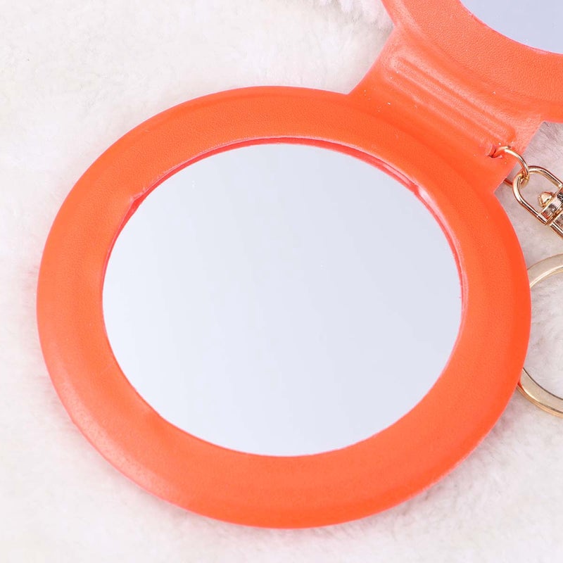 2pcs Mini Pocket Makeup Mirror Cosmetic Compact Mirrors Portable Double Sides PU Leather Frame Make up Mirror for Women (Orange) - Image 5
